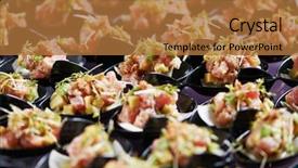  Presentation with food service - Presentation with catering services background with snacks background and a coral colored foreground
