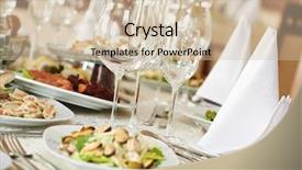 Presentation with catering - Cool new theme with catering services background with snacks backdrop and a soft green colored foreground