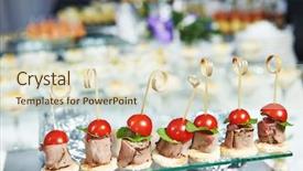  Presentation with catering - Slides featuring catering services background with snacks background and a lemonade colored foreground