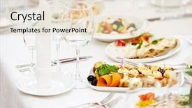  Presentation with catering - Colorful slide set enhanced with catering services empty glasses set backdrop and a lemonade colored foreground