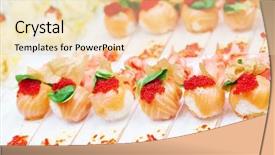  Presentation with catering - Presentation design with catering-services-food-authentic-sushi background and a lemonade colored foreground