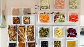  Presentation with catering - Slide set featuring catering-table-in-the-hotel background and a coral colored foreground