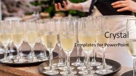  Presentation with catering - Audience pleasing slide set consisting of catering wedding - champagne glasses backdrop and a soft green colored foreground