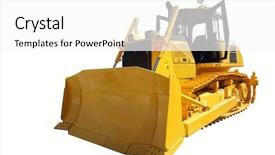  Presentation with bulldozer - Presentation consisting of caterpillar - bulldozer under the white background background and a white colored foreground