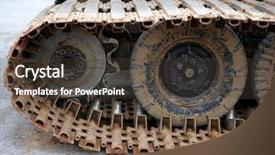  Presentation with caterpillar - Presentation design having caterpillars steel details and wheels background and a dark gray colored foreground