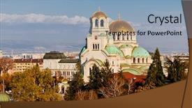  Presentation with view of toronto downtown - Audience pleasing PPT theme consisting of cathedral and downtown sofia bulgaria backdrop and a light blue colored foreground
