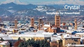  Presentation with old - Audience pleasing slide deck consisting of cathedral and medieval towers covered backdrop and a teal colored foreground