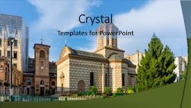  Presentation with traditional - Amazing PPT layouts having cathedral building in bucharest romanian backdrop and a  colored foreground