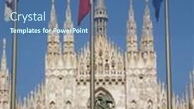  Presentation with building - Colorful presentation theme enhanced with cathedral building in milan in italy backdrop and a ocean colored foreground