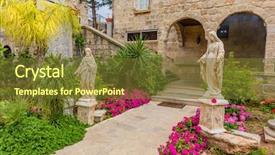  Presentation with middle east map countries - Colorful presentation theme enhanced with cathedral byblos jbeil in lebanon backdrop and a tawny brown colored foreground