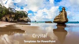  Presentation with pacific island - PPT theme featuring cathedral-cave-on-the-north background and a coral colored foreground