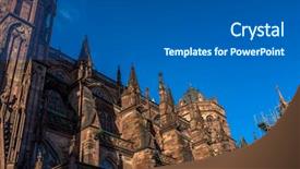  Presentation with small group top view - Presentation with cathedral from ground alsace france background and a gray colored foreground