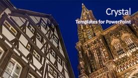  Presentation with small group top view - PPT theme with cathedral from ground alsace france background and a navy blue colored foreground
