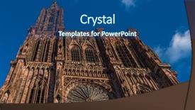  Presentation with small group top view - Colorful slide set enhanced with cathedral from ground alsace france backdrop and a ocean colored foreground