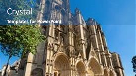  Presentation with france - Colorful PPT theme enhanced with cathedral-from-the-ground backdrop and a teal colored foreground