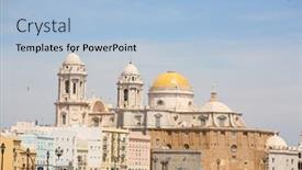  Presentation with spain - Presentation enhanced with cathedral-in-cadiz-spain background and a light blue colored foreground