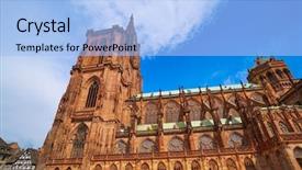  Presentation with notre dame - Beautiful theme featuring cathedral in strasbourg alsace france backdrop and a light blue colored foreground