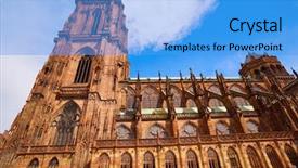  Presentation with notre dame - Cool new PPT theme with cathedral in strasbourg alsace france backdrop and a teal colored foreground