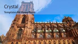  Presentation with notre dame - PPT theme consisting of cathedral in strasbourg alsace france background and a light blue colored foreground