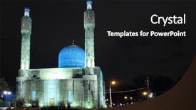  Presentation with famous moroccan koutoubia mosque minaret - Amazing slide deck having cathedral mosque in saint petersburg backdrop and a  colored foreground