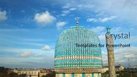  Presentation with mosque - Presentation featuring cathedral mosque in staint petersburg at russia background and a light blue colored foreground