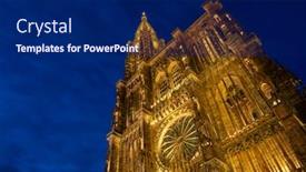  Presentation with notre dame - Amazing slide set having cathedral-notre-dame-de-strasbourg backdrop and a navy blue colored foreground