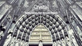  Presentation with gothic cathedral - Beautiful slide deck featuring cathedral of cologne sandstone figures backdrop and a gray colored foreground