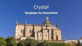  Presentation with history chartres cathedral - Presentation theme featuring cathedral-of-coria-caceres-province background and a ocean colored foreground