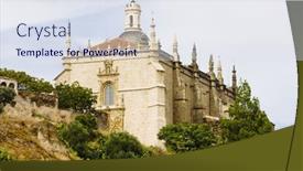  Presentation with spain - PPT theme consisting of cathedral-of-coria-caceres-province background and a sky blue colored foreground