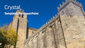  Presentation with roman catholic - Slide set enhanced with cathedral-of-evora-a-roman background and a ocean colored foreground