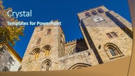  Presentation with roman catholic - Beautiful theme featuring cathedral-of-evora-a-roman backdrop and a ocean colored foreground