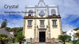  Presentation with europe - Colorful slides enhanced with cathedral of lajes das flores backdrop and a light blue colored foreground