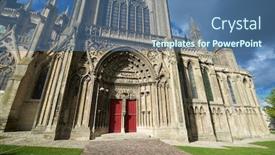  Presentation with lady - PPT theme enhanced with cathedral-of-our-lady background and a ocean colored foreground