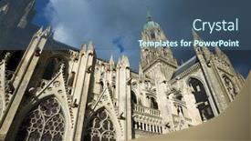  Presentation with lady - Slides with cathedral-of-our-lady background and a ocean colored foreground