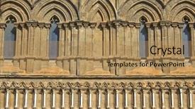  Presentation with facade - Presentation theme enhanced with cathedral of palermo architectonic details decorations and archs on the main facade background and a coral colored foreground