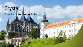  Presentation with kutna hora - Presentation design consisting of cathedral of st barbara and jesuit college kutna hora czech republic background and a light blue colored foreground