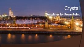  Presentation with tower - Presentation design with cathedral of st basil moskva background and a ocean colored foreground