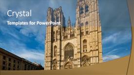  Presentation with brussels - Amazing slide deck having cathedral-of-st-michael backdrop and a teal colored foreground