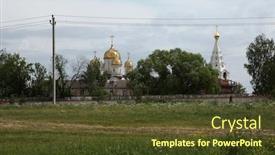  Presentation with nativity - Amazing PPT theme having cathedral-of-the-nativity backdrop and a tawny brown colored foreground