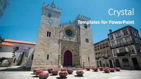  Presentation with history chartres cathedral - Presentation theme having cathedral-of-viana-do-castelo background and a teal colored foreground