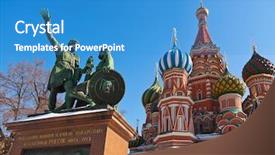  Presentation with square - Presentation having cathedral on red square moscow background and a teal colored foreground