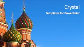  Presentation with russia - Cool new slide deck with cathedral on red square moscow backdrop and a teal colored foreground