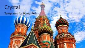  Presentation with hall fame of red stamp - Presentation enhanced with cathedral on red square moscow background and a light blue colored foreground