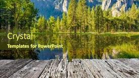  Presentation with reflecting - Presentation design enhanced with cathedral-rocks-reflecting-in-merced background and a tawny brown colored foreground