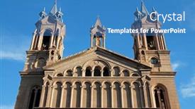  Presentation with city - Colorful PPT theme enhanced with cathedral-san-nicolas-de-bari backdrop and a teal colored foreground