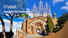  Presentation with espana - Theme having cathedral temple of the sacred background and a teal colored foreground