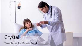  Presentation with nurse a male patient - Presentation theme consisting of catheter - male doctor visiting female patient background and a light blue colored foreground