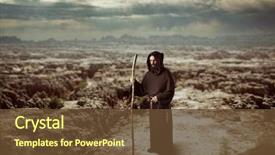  Presentation with medieval - Beautiful presentation theme featuring catholic - medieval monk in robe backdrop and a tawny brown colored foreground