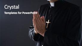  Presentation with praying hands - Beautiful presentation theme featuring catholic - praying hands priest portrait backdrop and a dark gray colored foreground