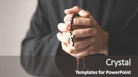  Presentation with rosary - Slide deck having catholic - young priest with rosary beads background and a dark gray colored foreground